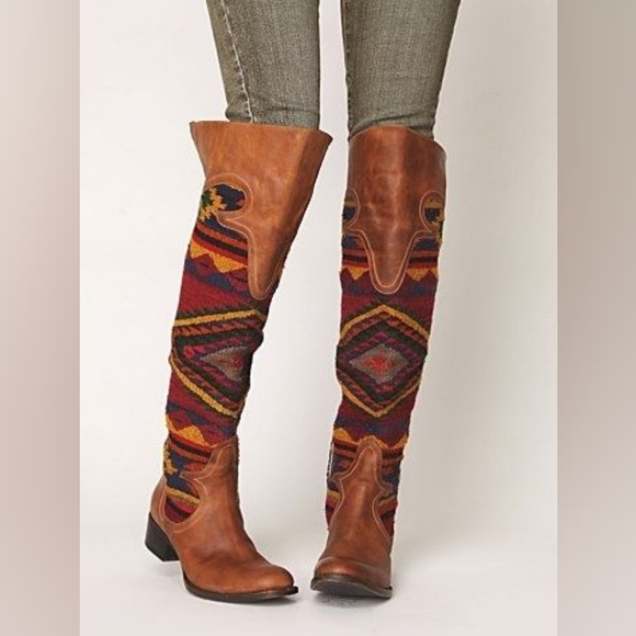 Colorful Patterned Knee-High Boots - Picture 7 of 16